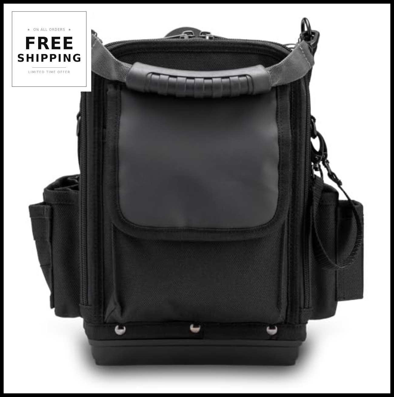 Tool Bag 12 Inch 12 Inch 9.5 Inch 27 Pockets Waterproof Base Hybrid Tool Meter