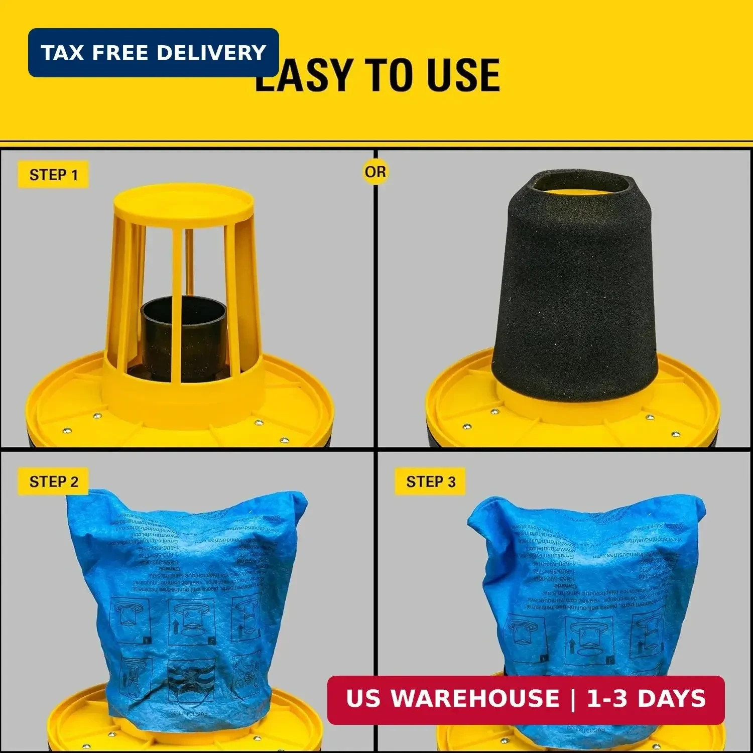 Stanley Blue Cloth Reusable Filter with Clamp Ring for 1-5 Gallon Wet/Dry Vacuum