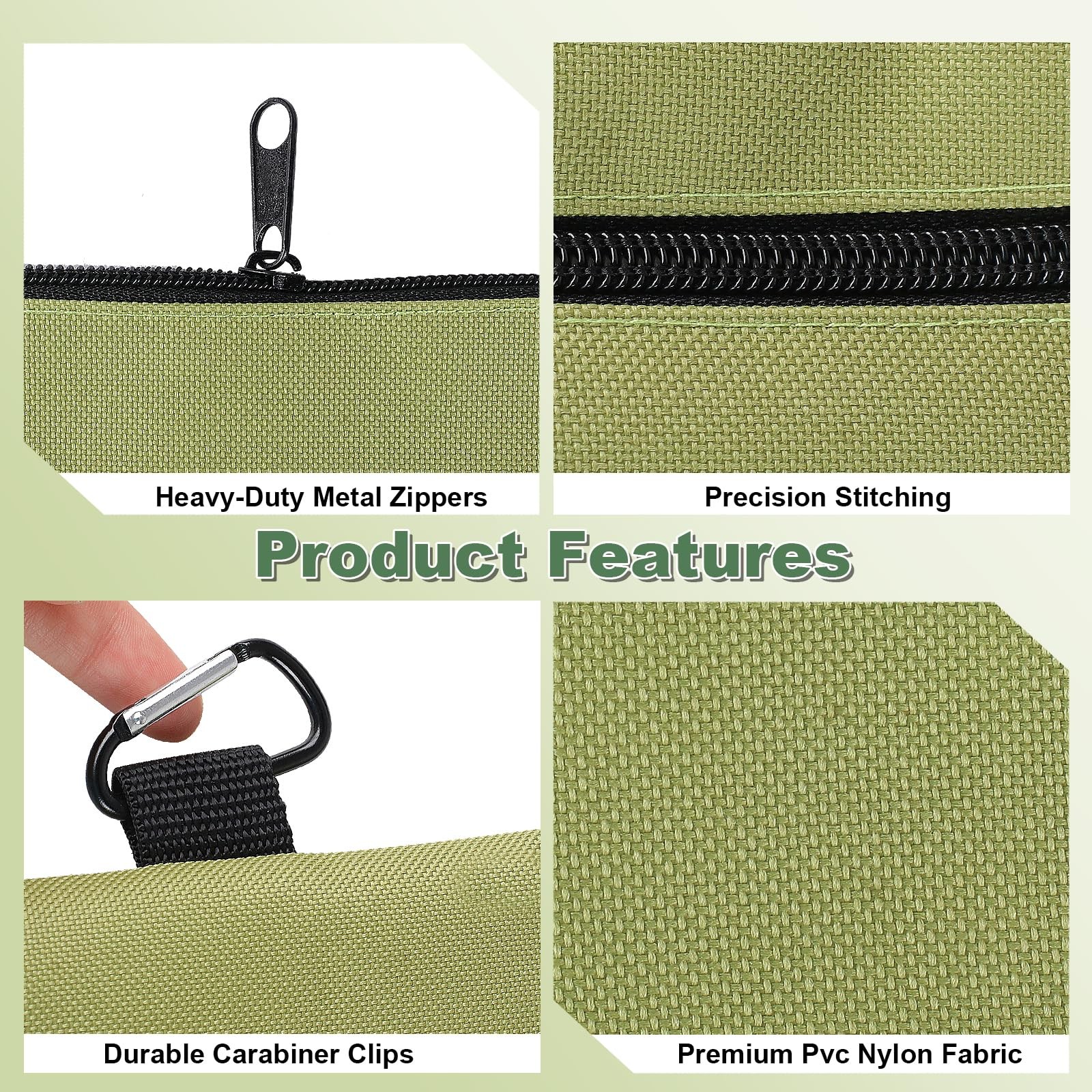 2Pack Waterproof Tool Pouch Zipper Bag 12″ x 7″ Heavy Duty Storage with Carabine