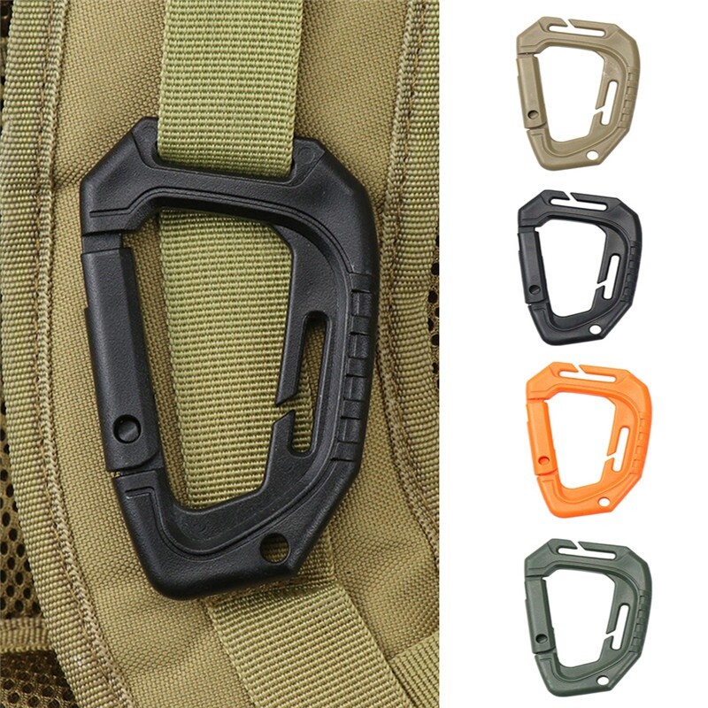 Tactical D-Type Carabiner with Molle Clip for Backpack Outdoor Climbing