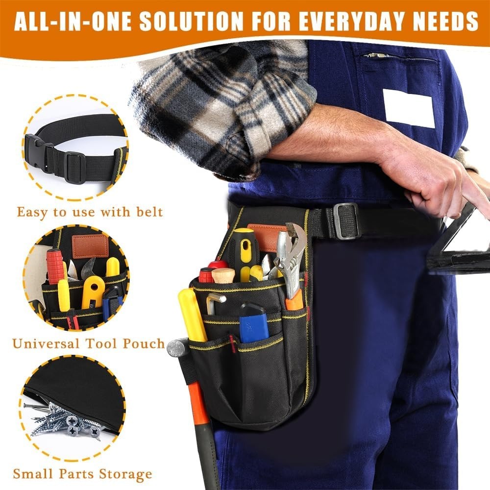 Heavy-Duty Tool Pouch with Belt – 12 Pocket Organizer for Pros (10.2in x 5.5in)