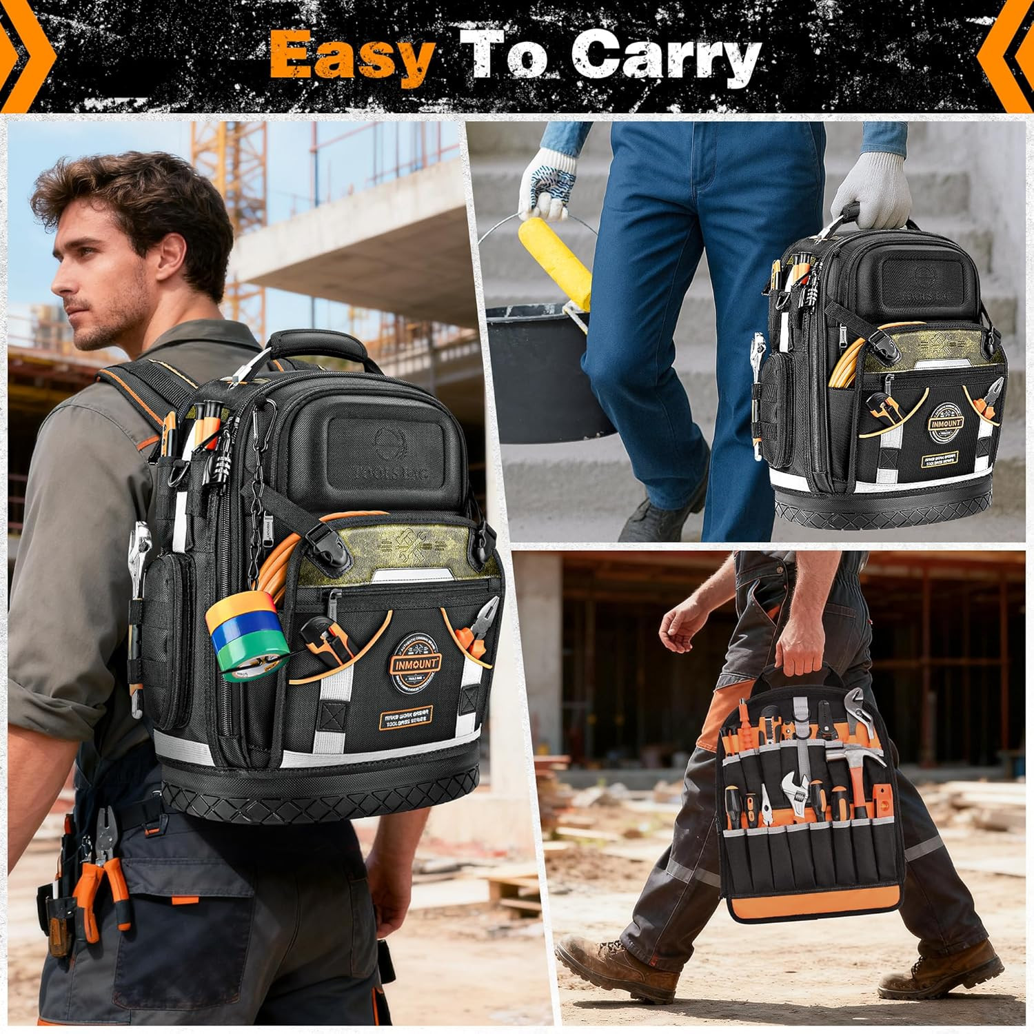 Tool Backpack Bag, HVAC Heavy Duty Construction Tools Backpack for Men, 1680D Pr