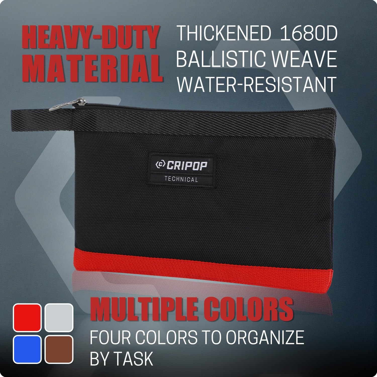6 Pack Tool Pouches with Zipper, 1680D Tools Bag Storage Kit with 4 Zipper Ba…