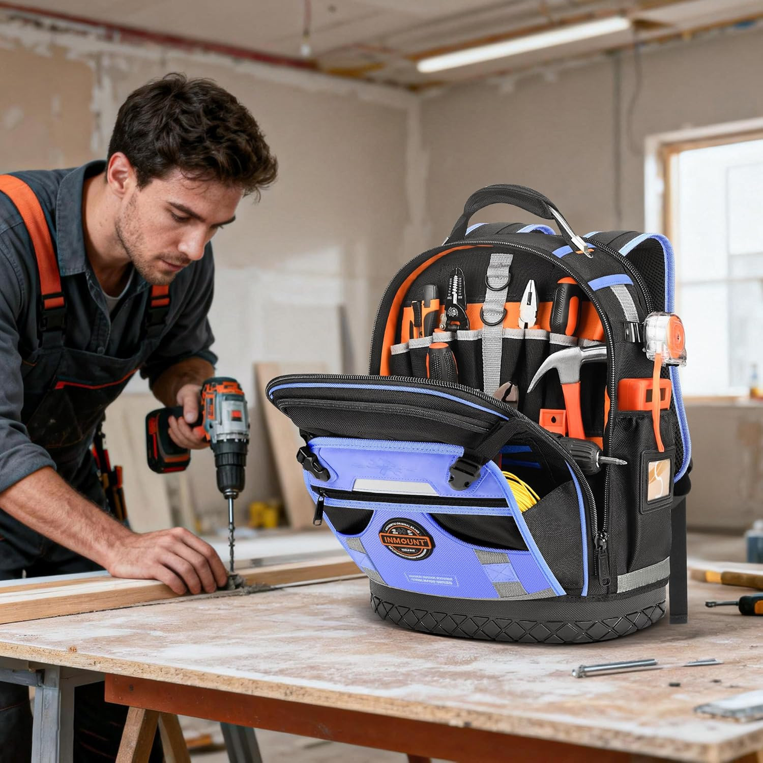Ultimate Heavy Duty Tool Backpack – 78 Pockets for Electricians, Blue