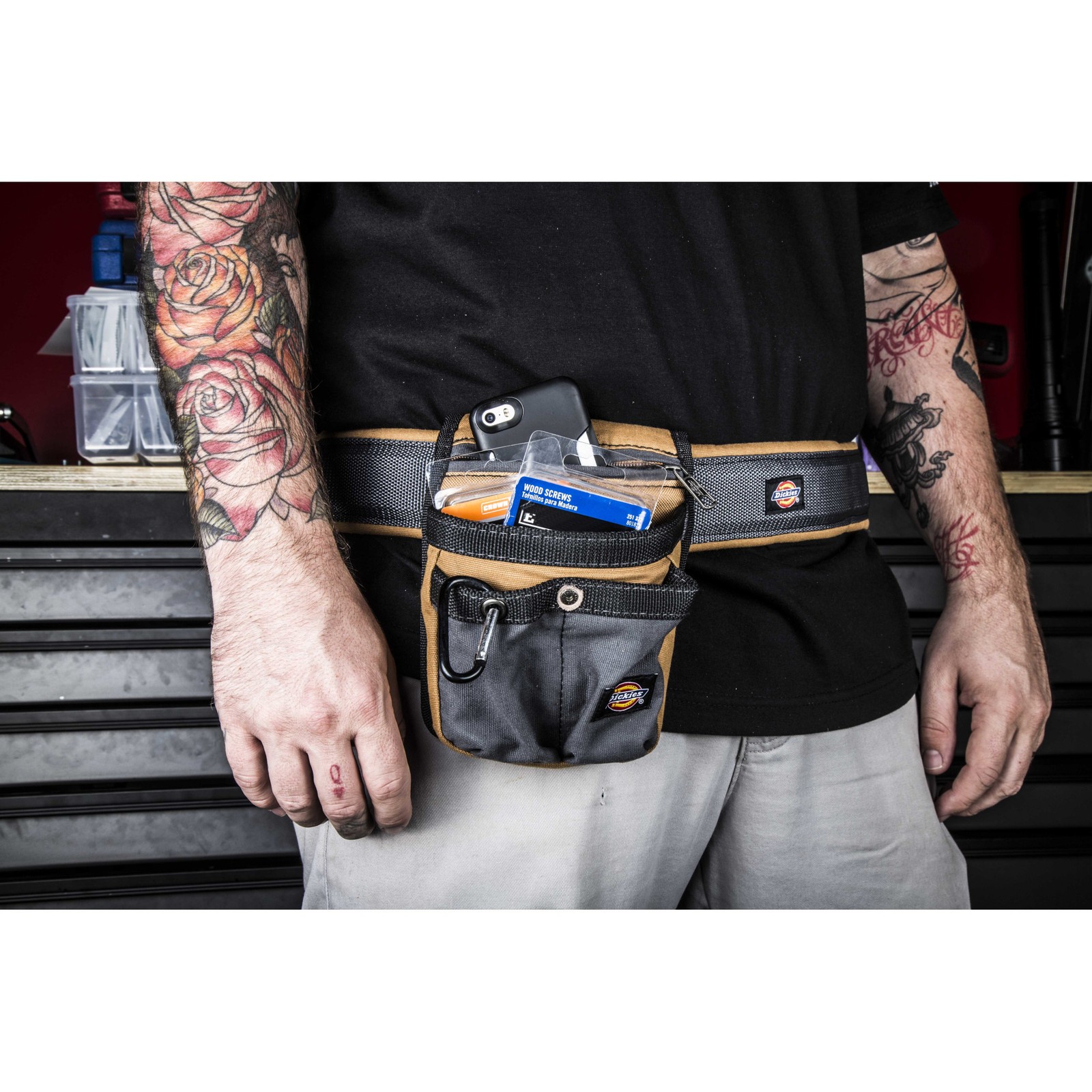 Padded Work Belt for Tool Pouches 2.5 inch Holders Gray Tan Dickies 57001