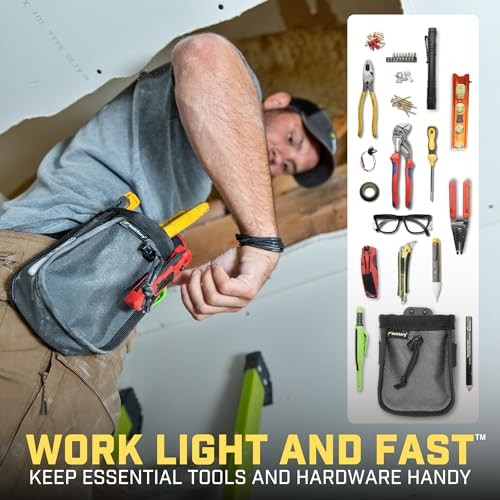 Clip-On Tool Belt Pouch for Electrician, HVAC, Plumber, Carpenter, Contractor –