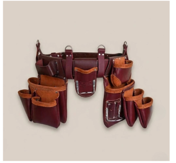 Heavy Duty Leather Carpenter Tool Belt 19 Pocket Electrician Tool Pouch