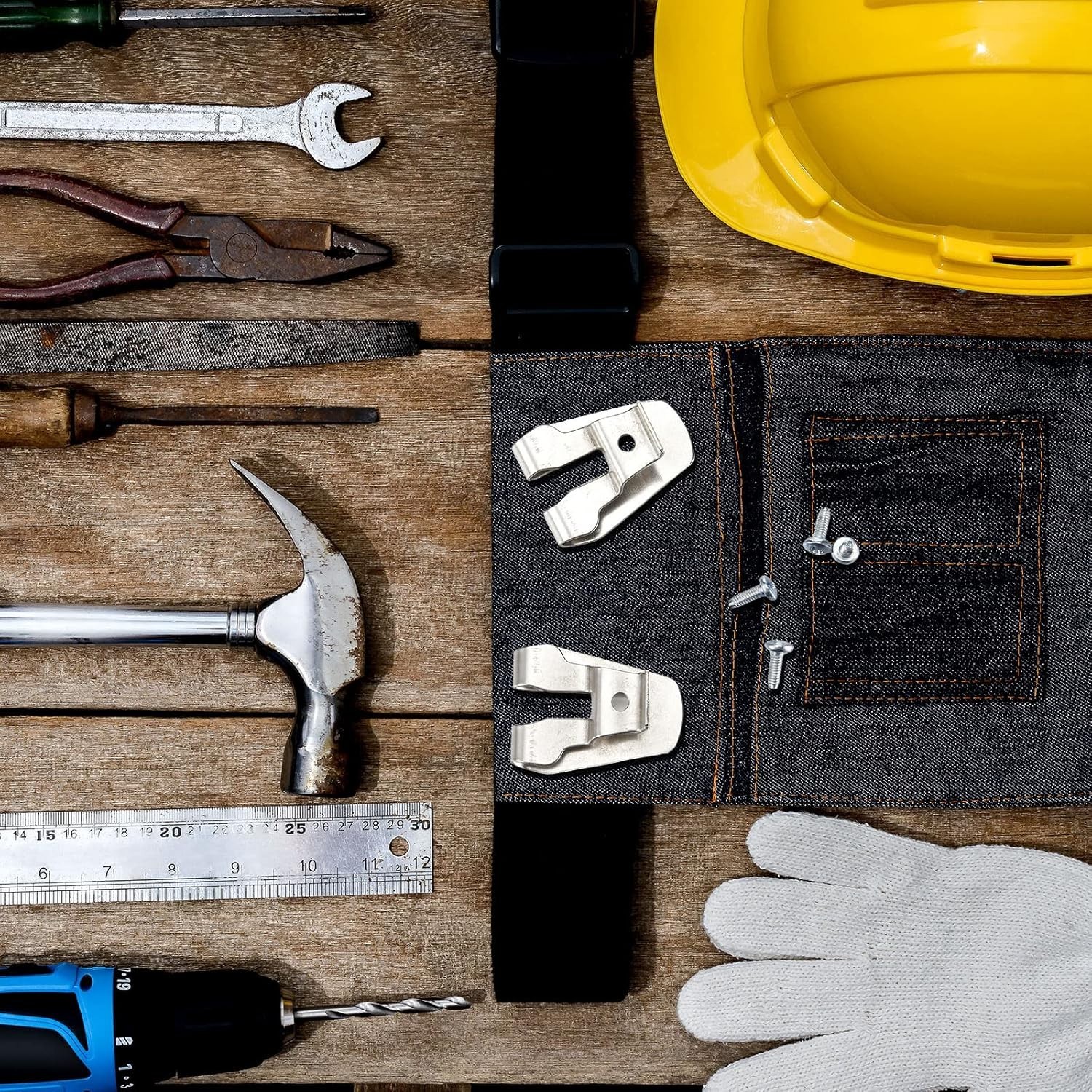 Compact Belt Clip Hooks for Drills: 8 Durable Stainless Steel Clips Included