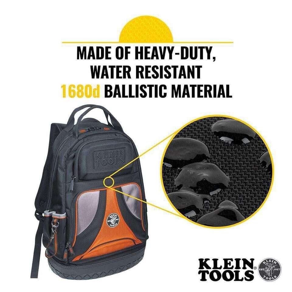 Klein Tools 14 In. Tradesman Pro Tool Bag Backpack 39 Pocket Black Multi Colored