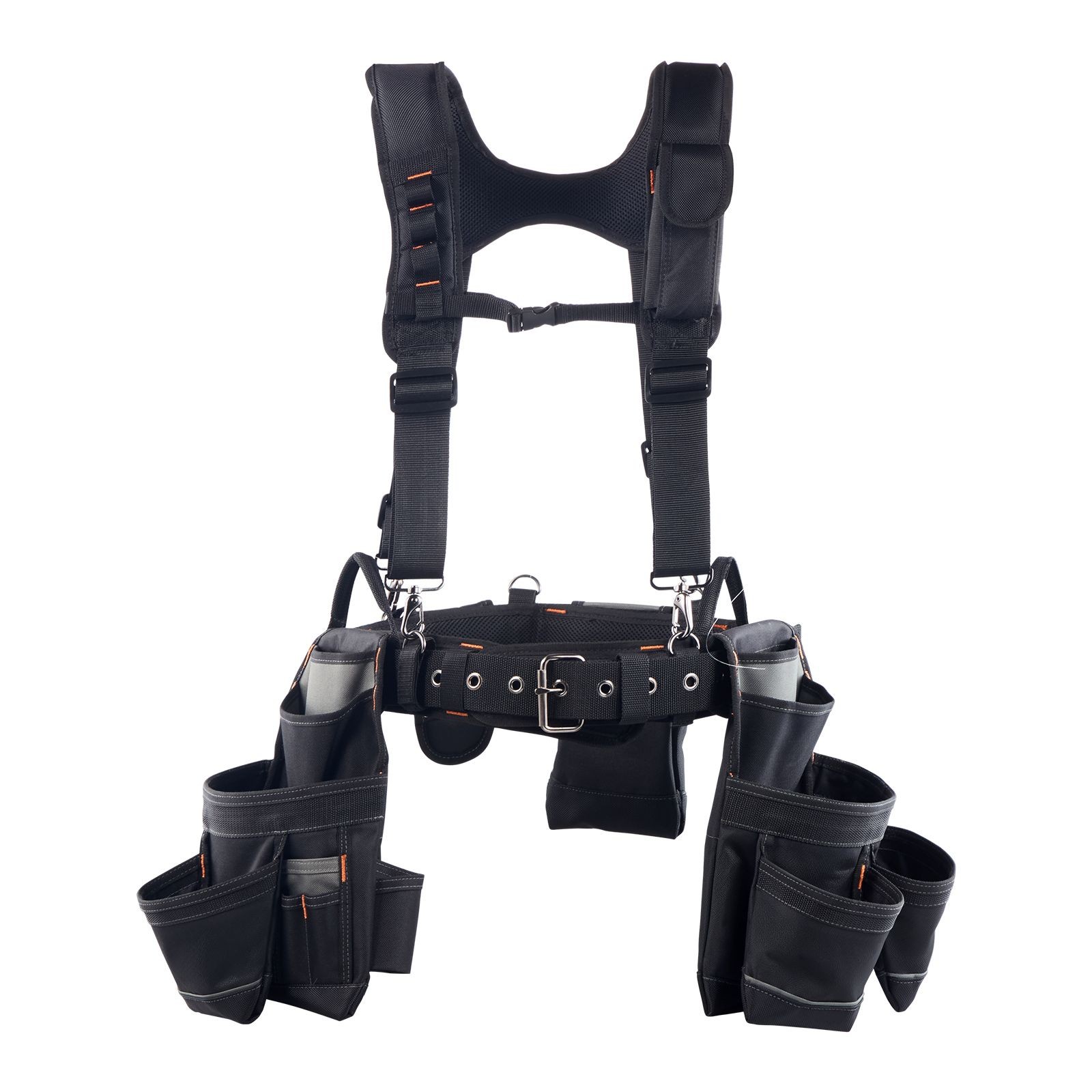 19-Pocket Tool Belt with Suspenders, 31-51in Adjustable Waist