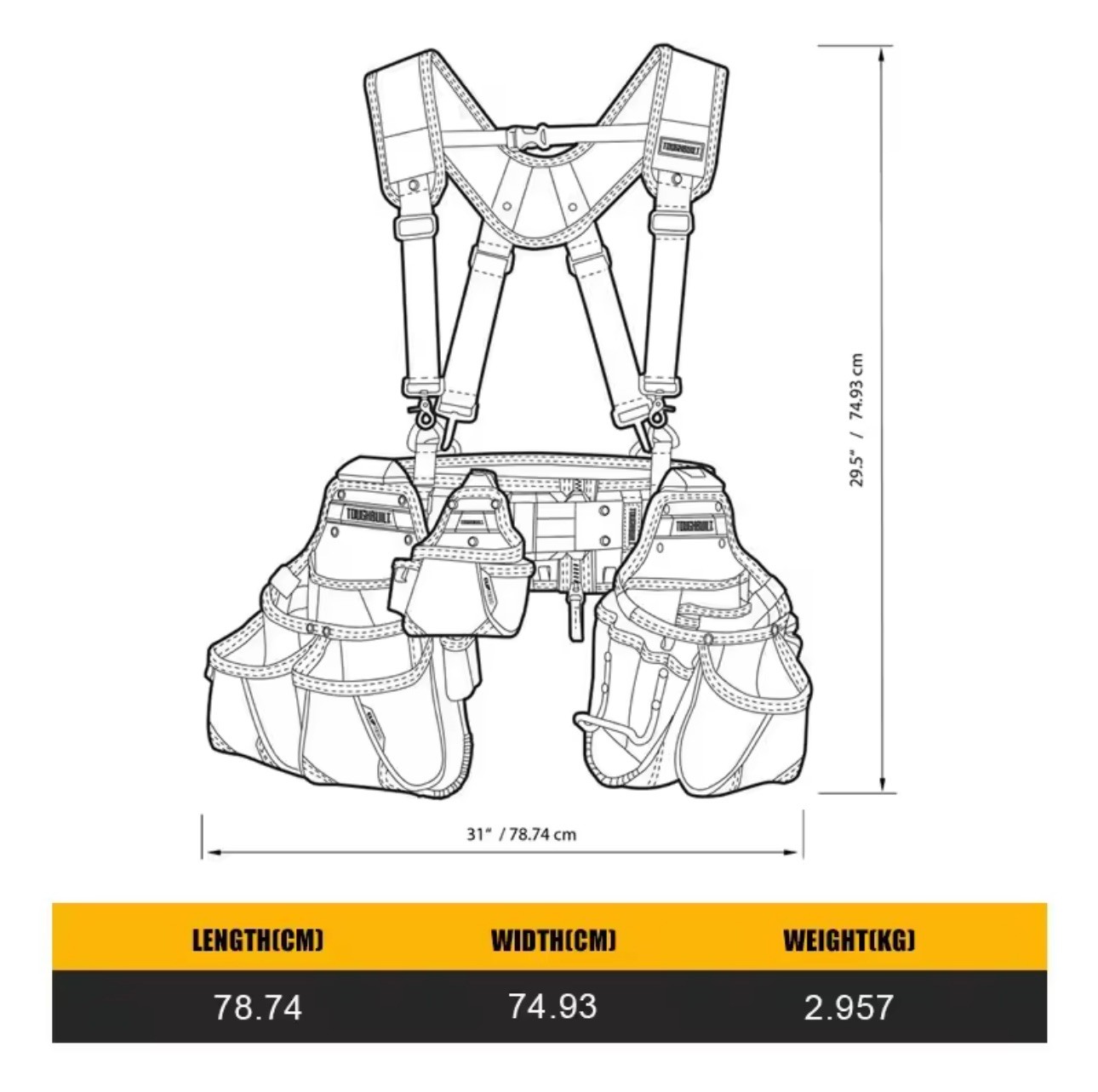 TB-CT-101-5P 5PC Pro Contractor Tool Belt Set Tools Packaging Bag
