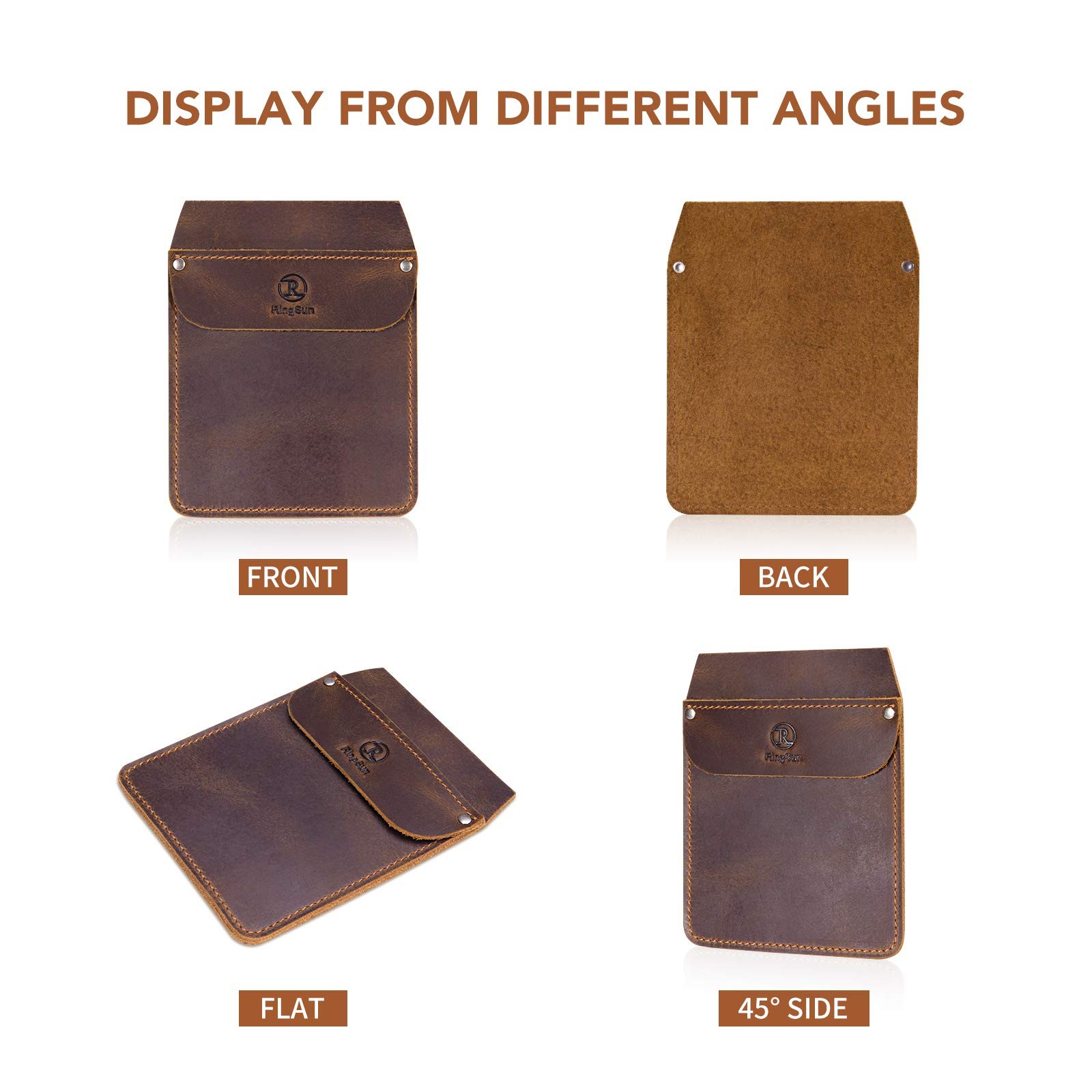 RingSun Genuine Leather Pocket Protector for Men, Durable One Size, Brown