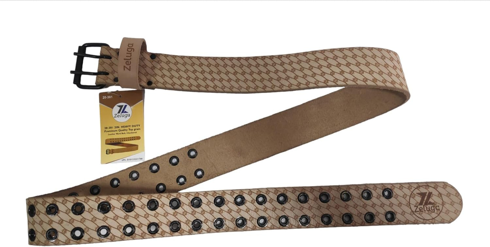 20-381 2In. Heavy Duty Preminum Quality Top Grain Leather Work Belt, Checkered