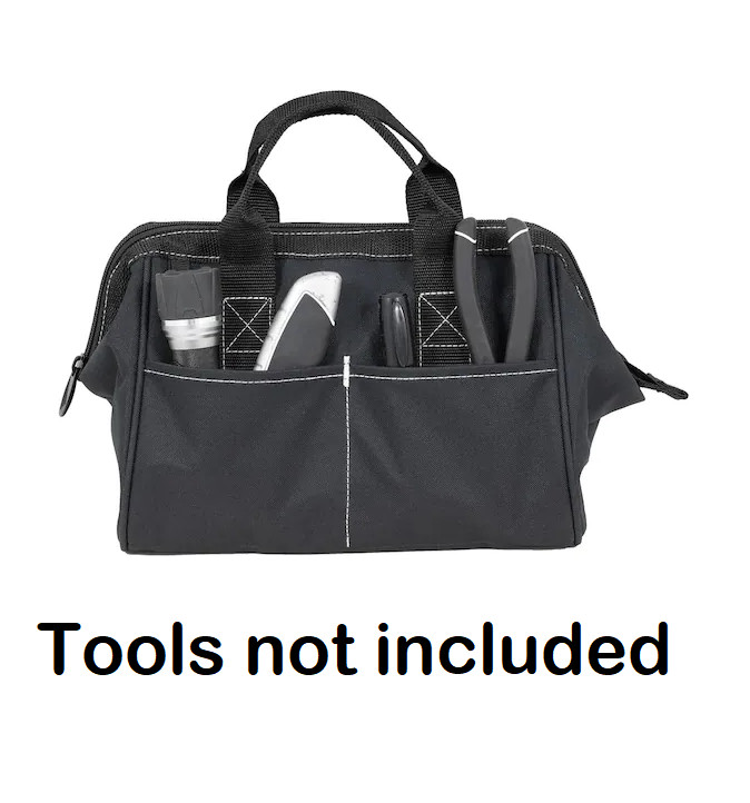 PRIVATE BRAND UNBRANDED 12 in. Black Work Tool Bag, Tool Storage Tote, 36C