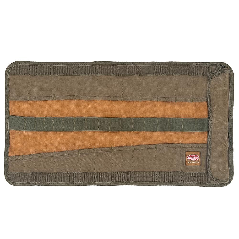 Heavy Duty Canvas Tool Roll Organizer with 25 Pockets and Quick Release Buckles