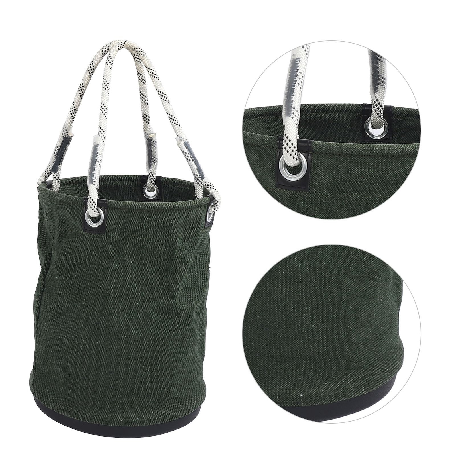 Canvas Bucket, 40x30cm 30KG Load Bearing Canvas Tool Organizer Plastic Bottom…