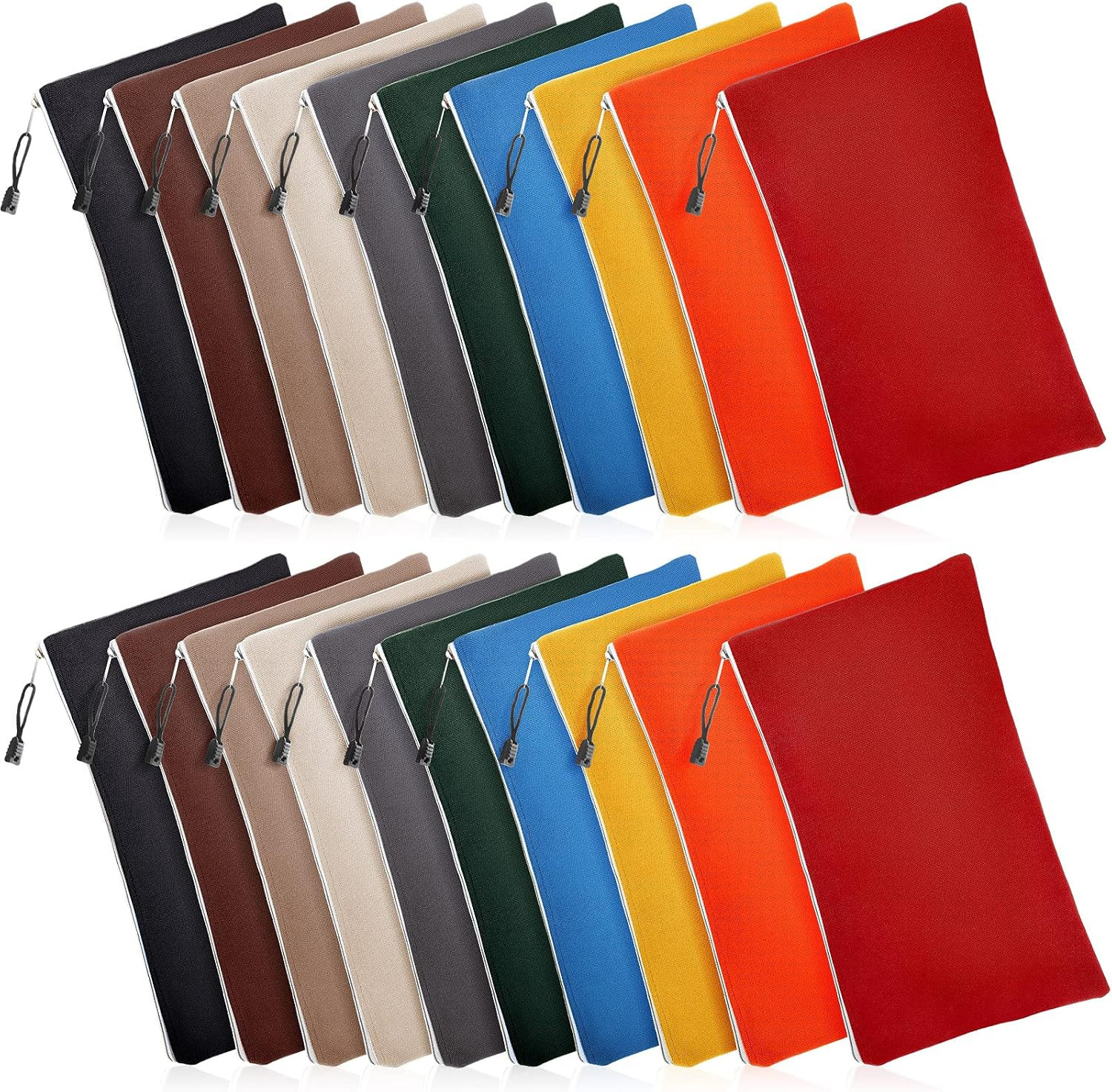 10 Pieces Canvas Tool Pouch Metal Zipper Utility Tool Bags 10 Colors