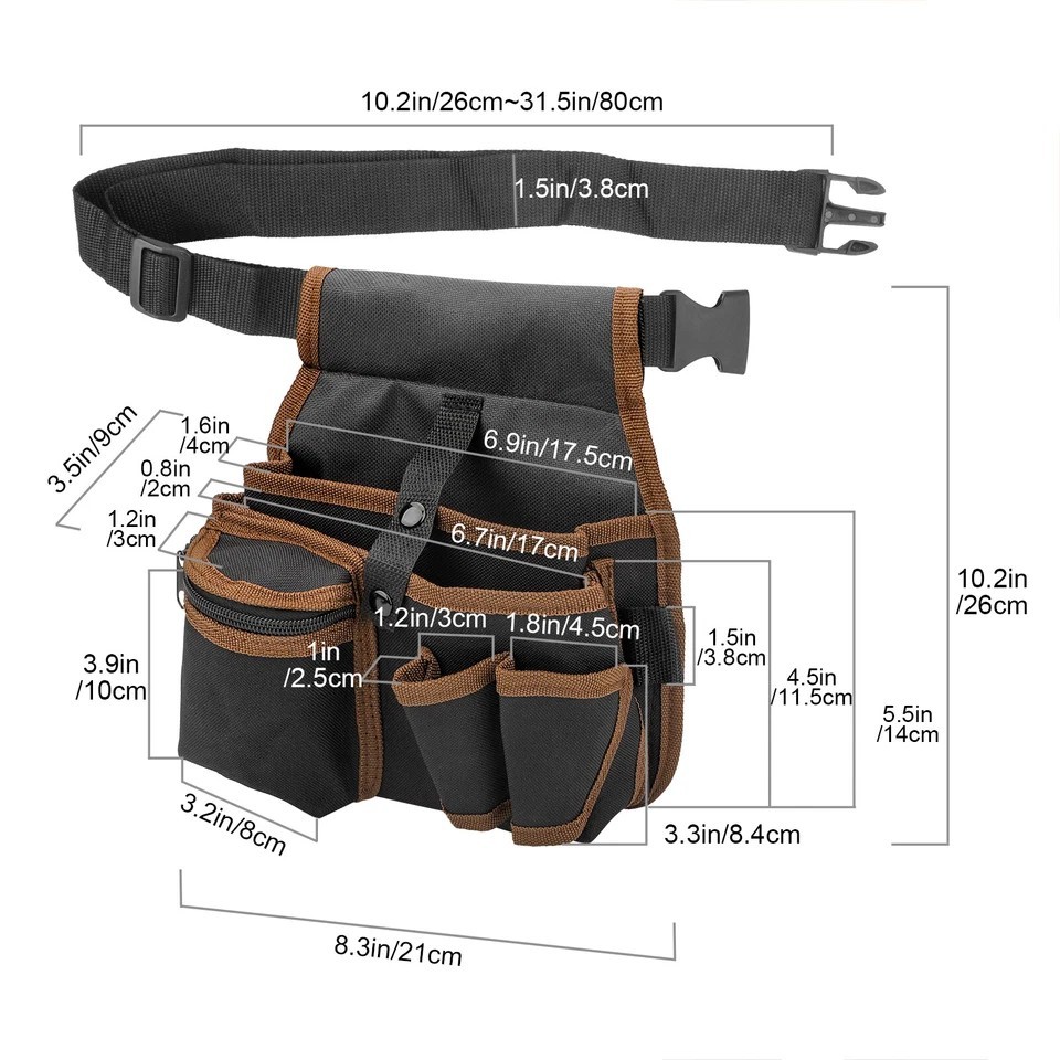 Electrician Waist Pocket Belt Tool Pouch Bag, Hardware Toolkit Work Organizer