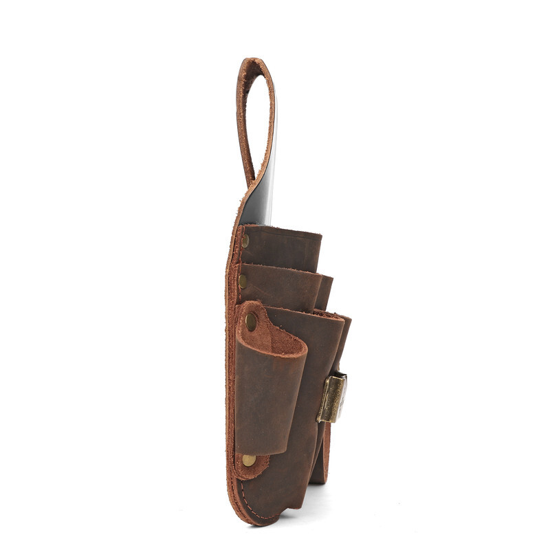 TOURBON Leather Holster Tape Electrician Thong Loop Tool Pouch 5 in1 Belt Holder