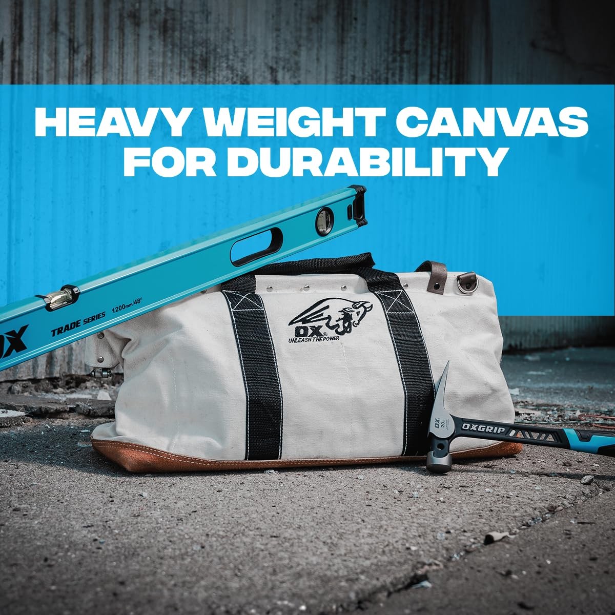 Tools Large Canvas Tool Bag 24 Inch Wide with Heavy Duty Masonry Tool Bag Str…