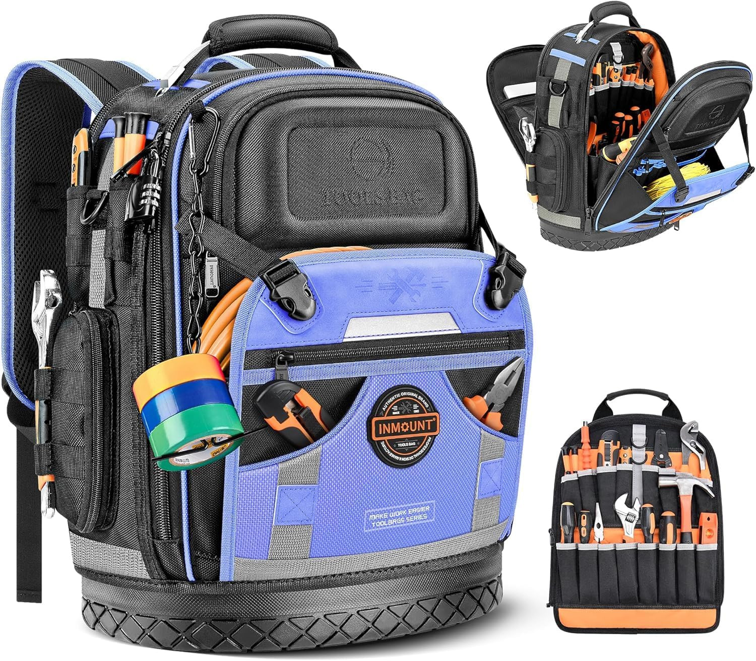 Tool Backpack Bag, HVAC Heavy Duty Construction Tools Backpack for Men, 1680D Pr