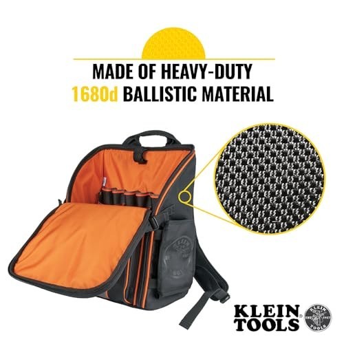 Heavy Duty Tool Bag Backpack, 21 Pocket Organizer, Water Resistant Tradesman Pro
