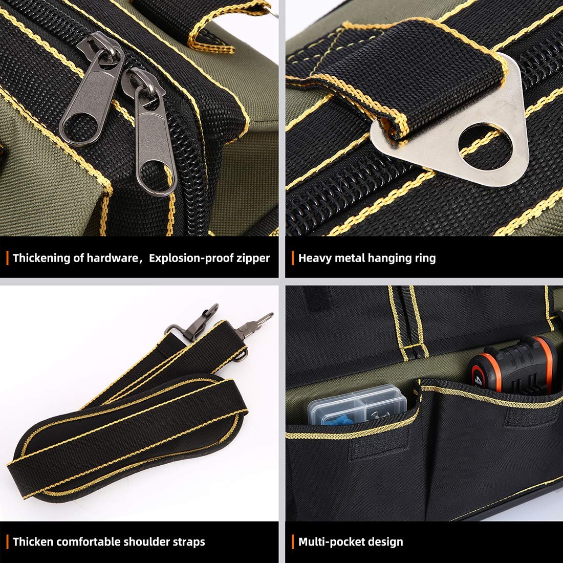 Fastech Wide Mouth Tool Bag Water Proof Molded Basewide Mouth Tool Tote