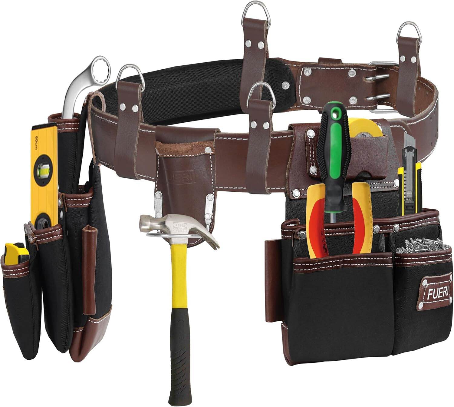 Leather Tool Belt for Men 19 Pocket Electrician Tool Pouch nylon Carpenters Bag