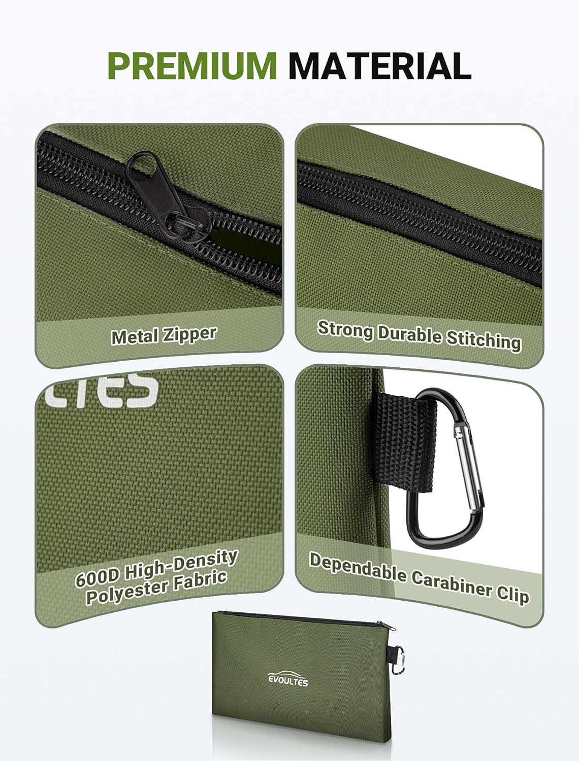 3 Pack Canvas Tool Pouch with Zipper, Tool Pouch Bag, Multi-Purpose Small Zipper