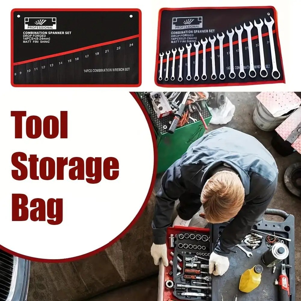 Wrench Roll Organizer 16 Pockets Wrench Pouch Roll up with Water Proof Oxford