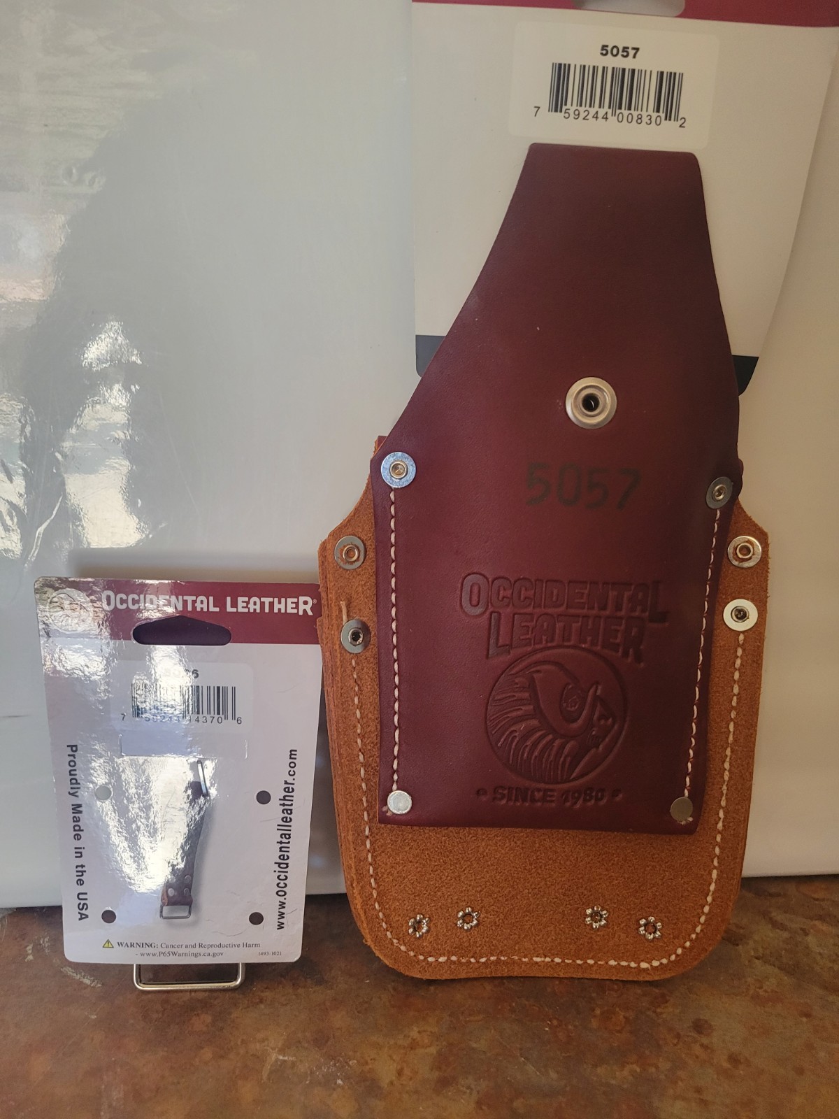 Leather Pocket Caddy Tool Pouch Brown Leather Belt Clip 5057/5026