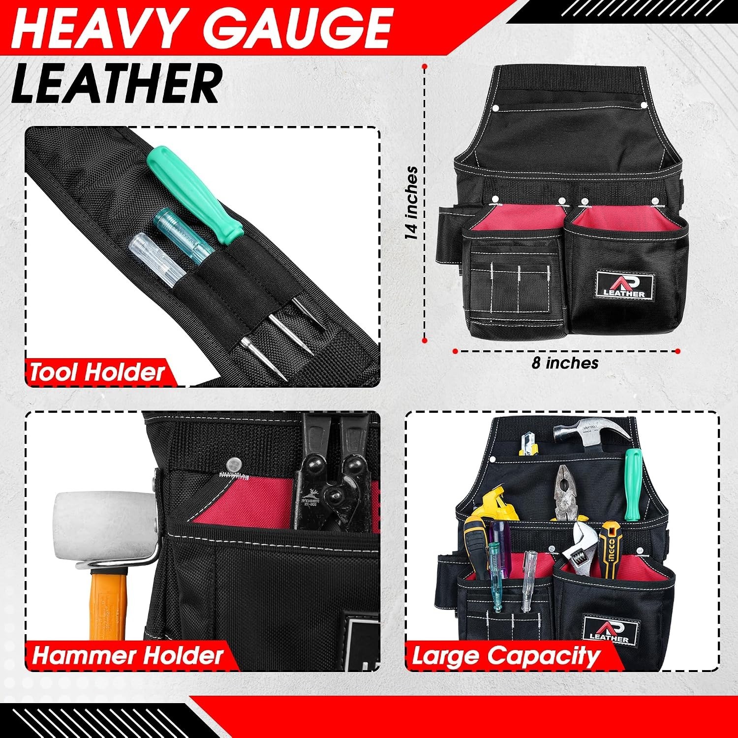 AP Duty Tool Belt with Suspenders Adjustable Carpenter Tool Pouch 600D Polyester