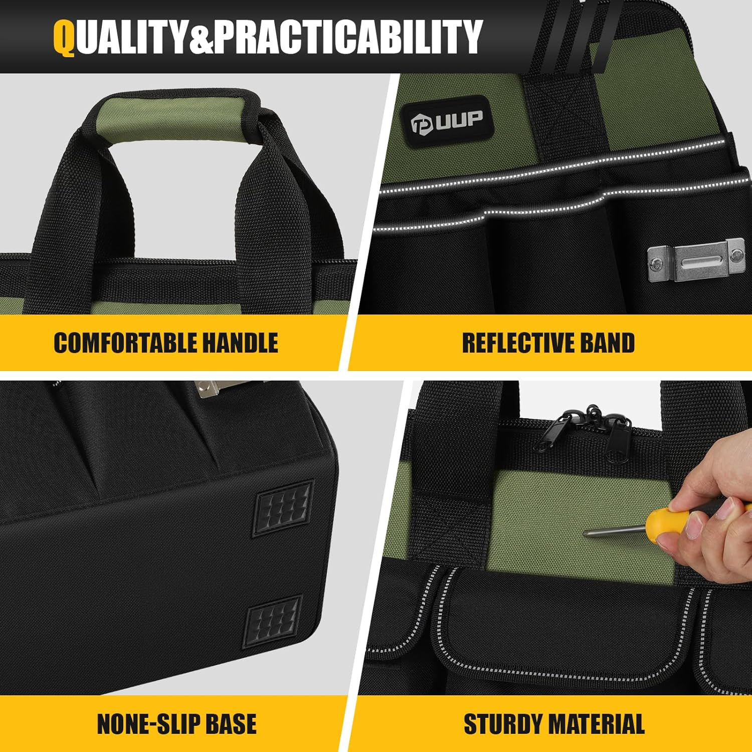 18-Inch Large Tool Bag, 16-Pocket Portable Tool Box Organizer Storage, Heavy Dut