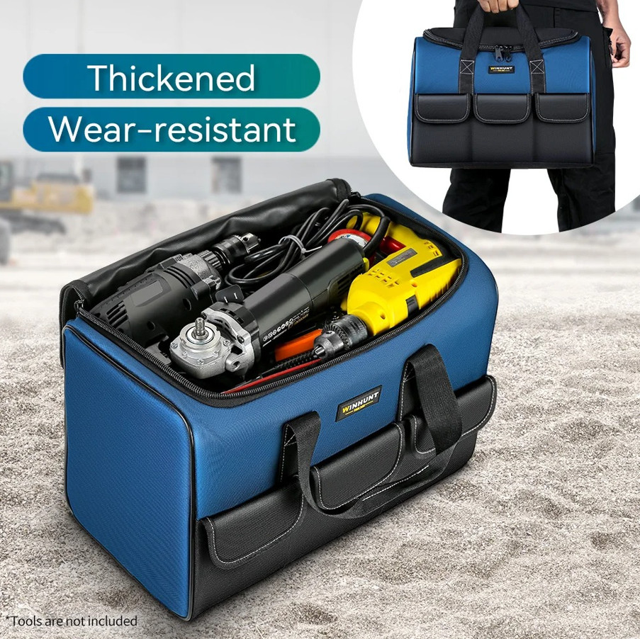 1pc Large Heavy Duty Wide Mouth Tool Bag Organizer Storage Tote Case – NEW