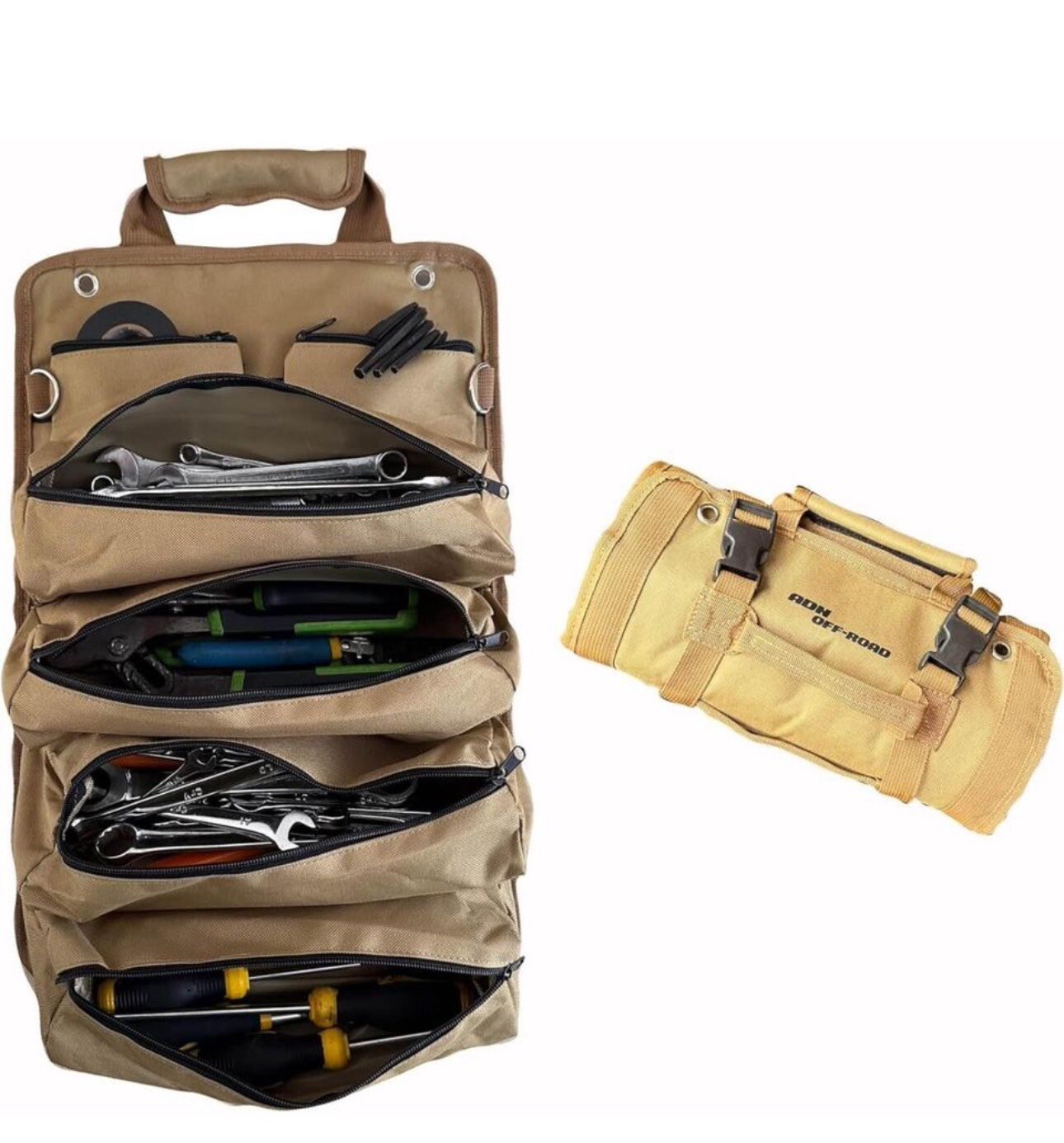 Heavy Duty Roll Up Tool Bag Tool Pouches Tool Bag Organizer W/ 6 Pockets