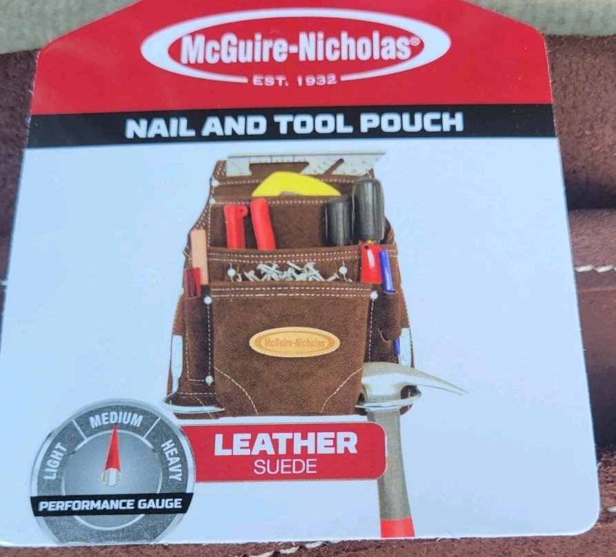 McGuire-Nicholas 10 Pocket Carpenter’s Pouch | Premium Leather Nail & Tool Bag