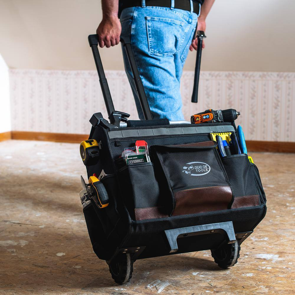 18 In. Rolling Tool Tote Bag with Extended Handle