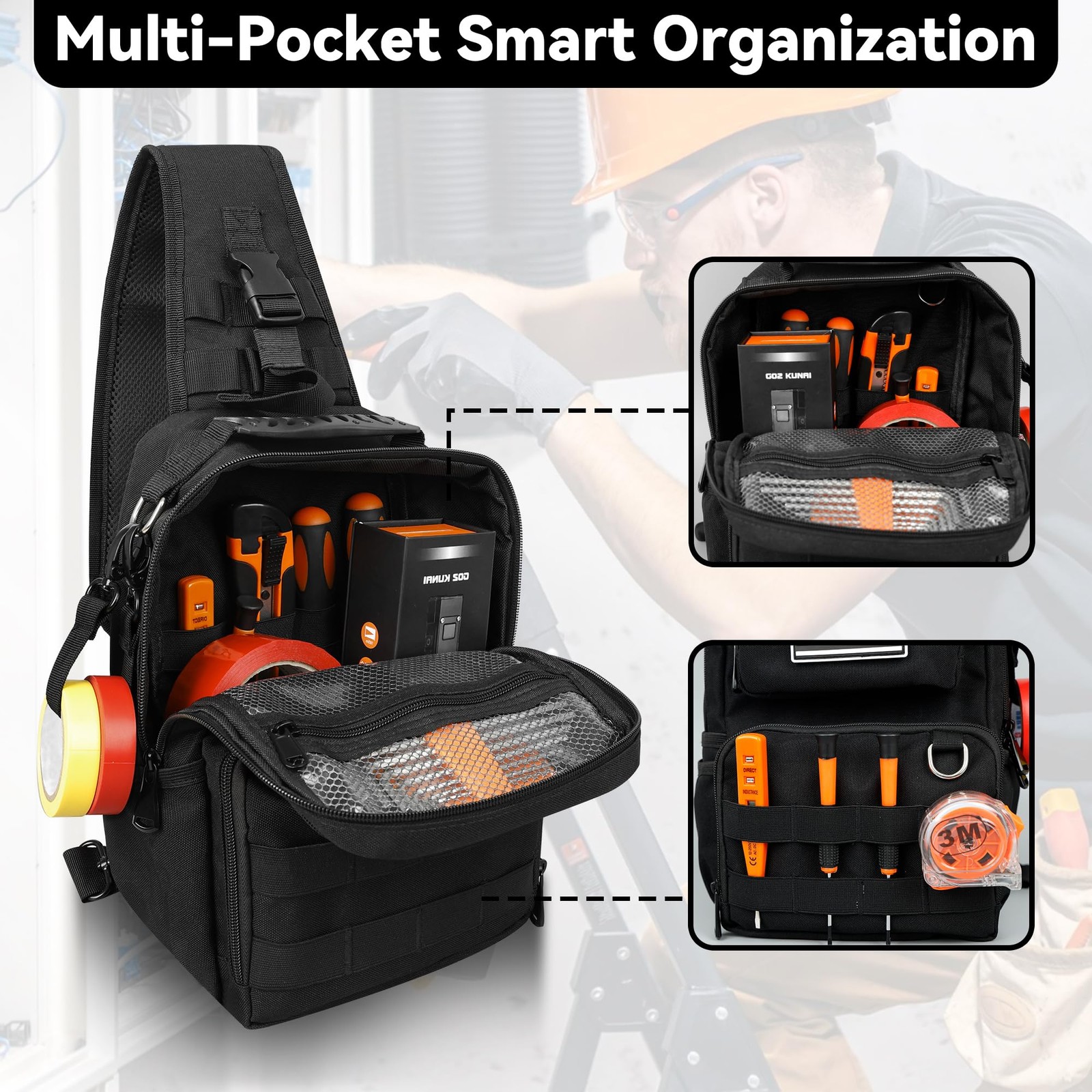 Small Tool Bag, Shoulder Tool Bag Organizer for Electricians, Small Tactical …