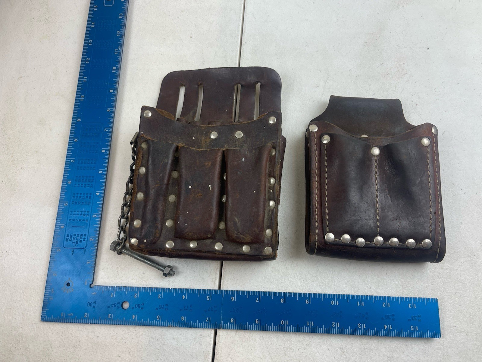 Klein Leather Tool Pouch # 5190 + 5145 Tool Pouches Carry Bags Bundle Lot Of 2
