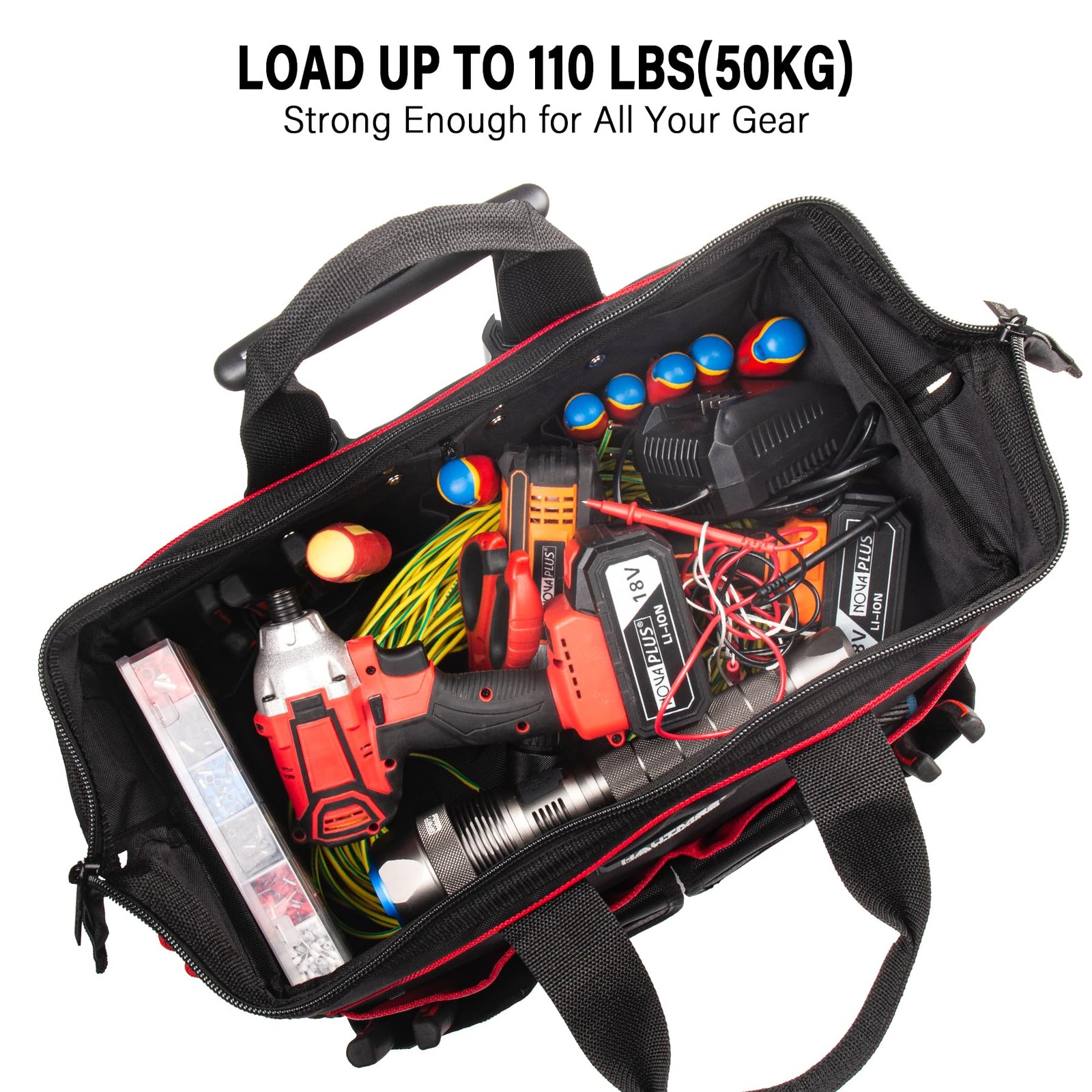 HAUTMEC 18″ Rolling Tool Bag with Wheels, Heavy-Duty 18 inch, 18-Inch | Black