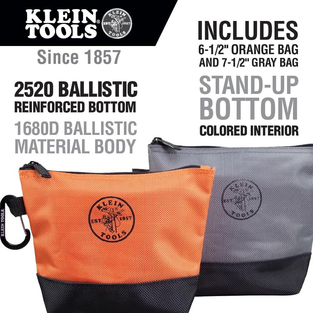 Klein Tools 55470 Utility Bag, StandUp Zipper Tool Bags, Tough 1680d Ballisti…