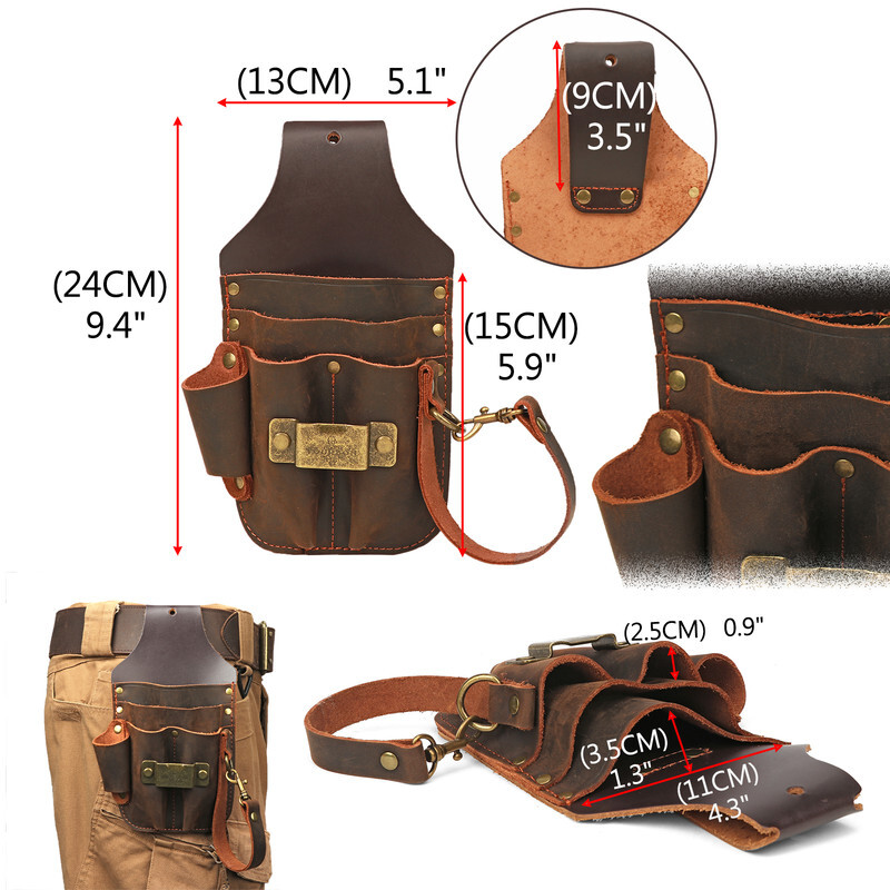 TOURBON Leather Workshop Heavy Duty Tools Belt Holster Utility Electrician Pouch