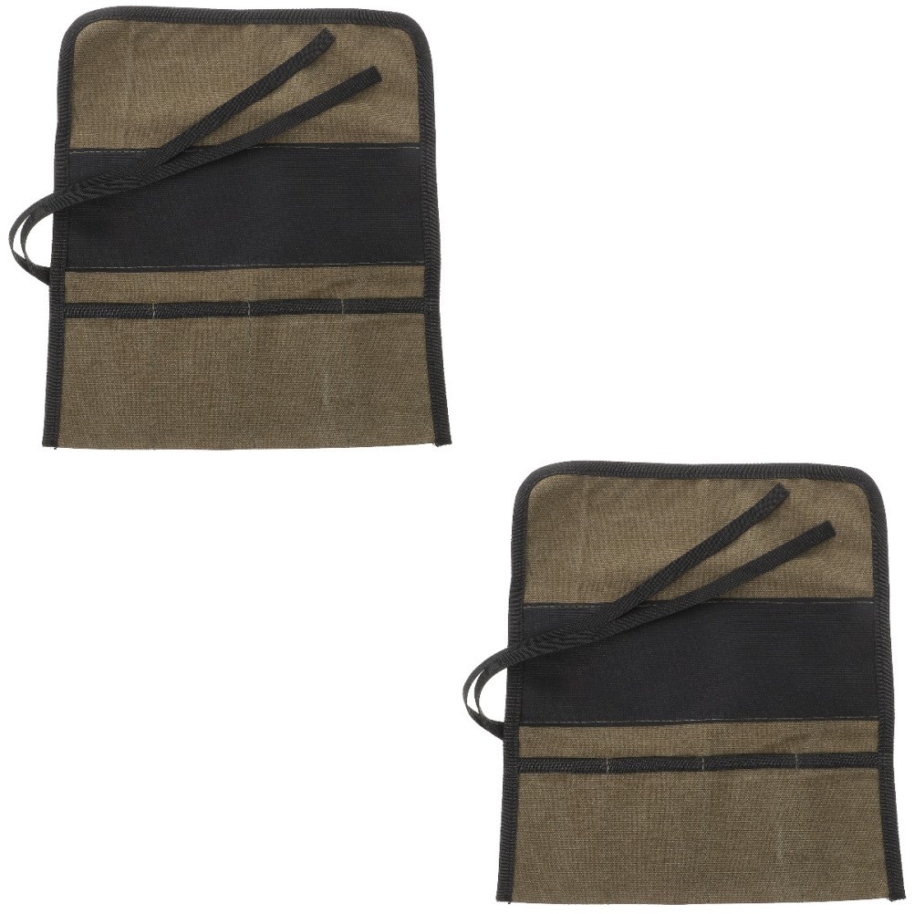 2 Count Tool Roll Woodworking Pouch Carpenter Canvas Bag with Zipper