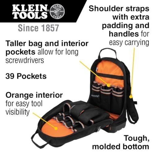 Heavy Duty Tool Backpack Organizer with 39 Pockets & Molded Bottom – Tradesman P