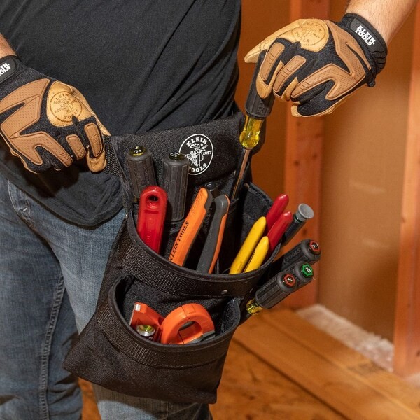 Klein Tools 5709M Tool Belt, Tool Belt, Black, Nylon, 11 Pockets