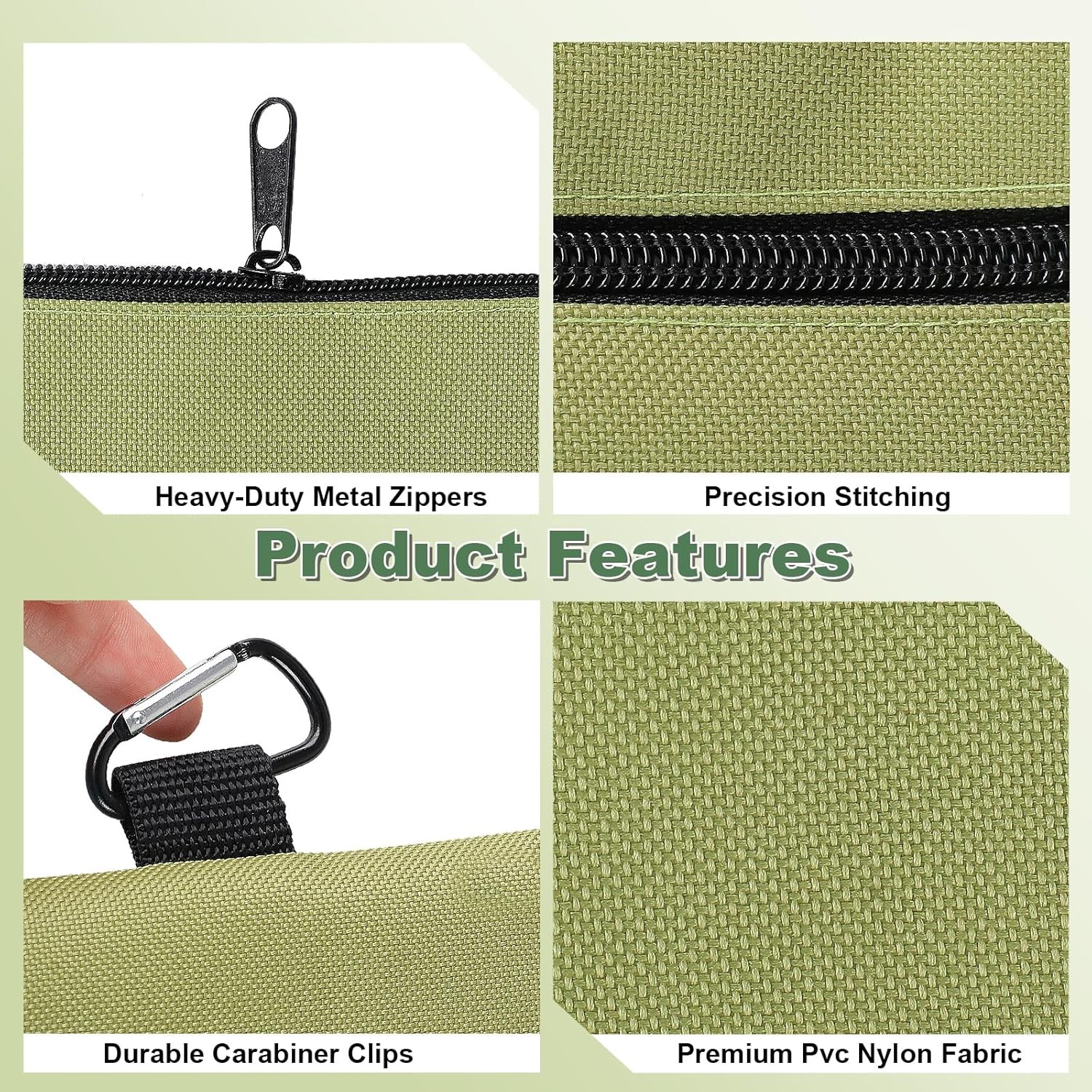 2Pack Waterproof Tool Pouch Zipper Bag 12″ x 7″ Heavy Duty Storage with Carabine