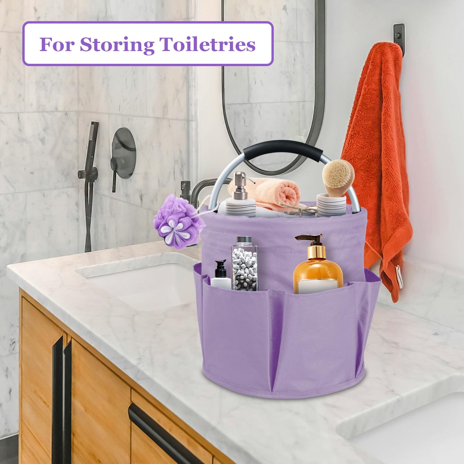 2PCS 17L Caddy Organizer with Handle, 600D Oxford Cloth Shower Caddy with 6 P…