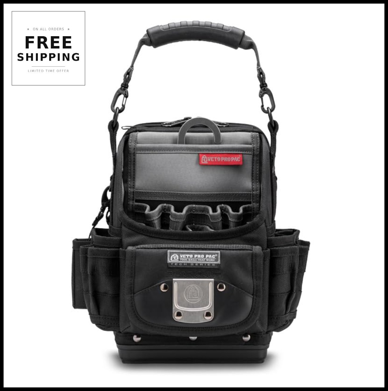 Tool Bag 12 Inch 12 Inch 9.5 Inch 27 Pockets Waterproof Base Hybrid Tool Meter