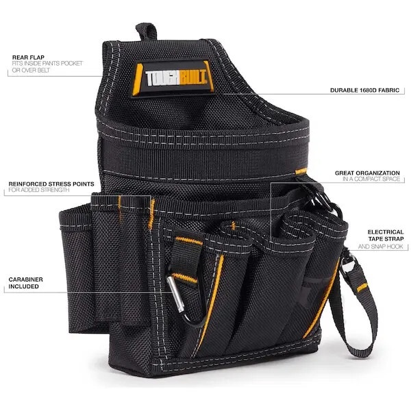 TOUGHBUILT TB-229 Electrician’s Carpenter’s Tool Belt Pouch Utility Waist Bag