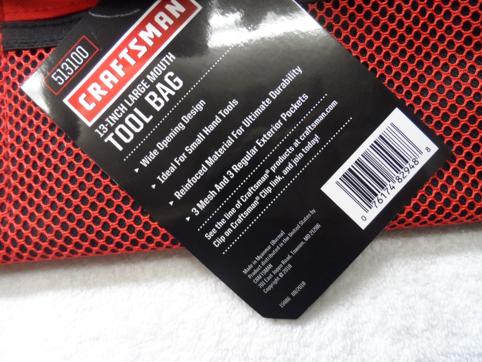 Craftsman 13″ Large Mouth Tool Bag NIP – Part # 513100